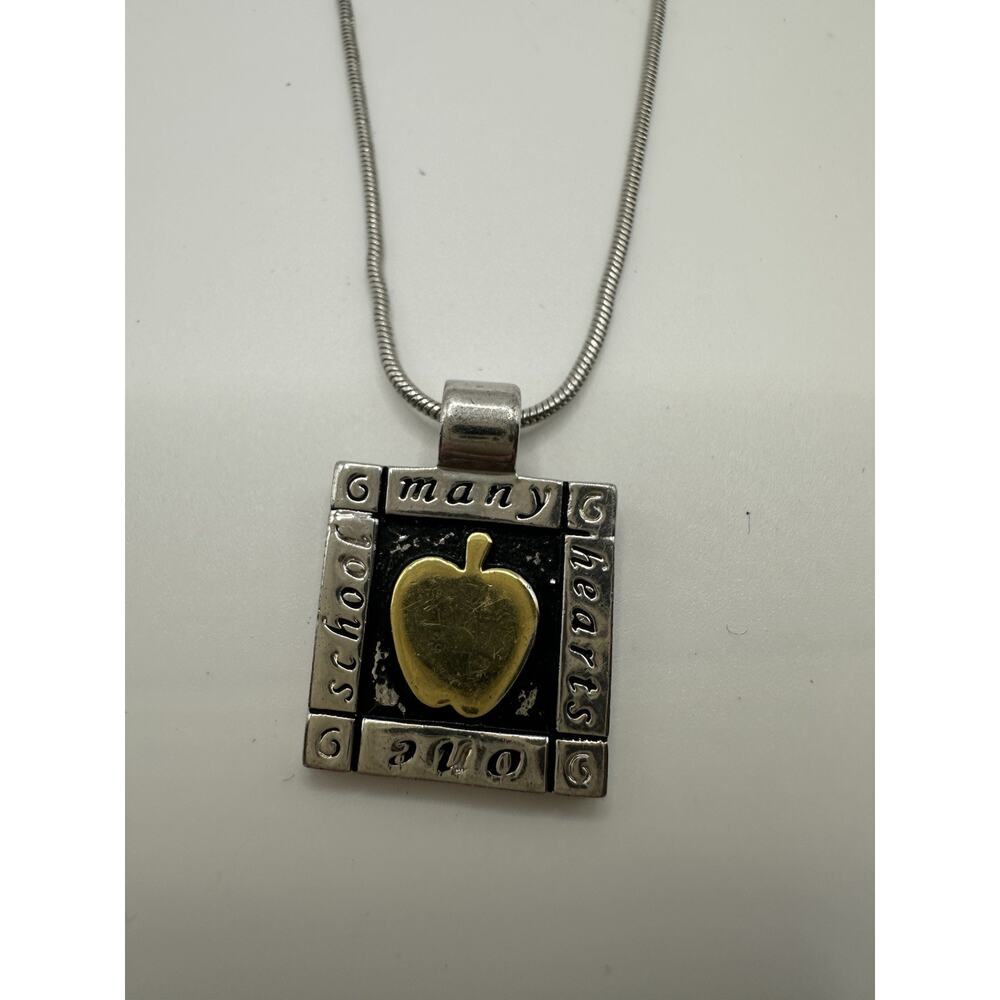 Alexa’s Angels Necklace Silver Tone With Apple 16”
